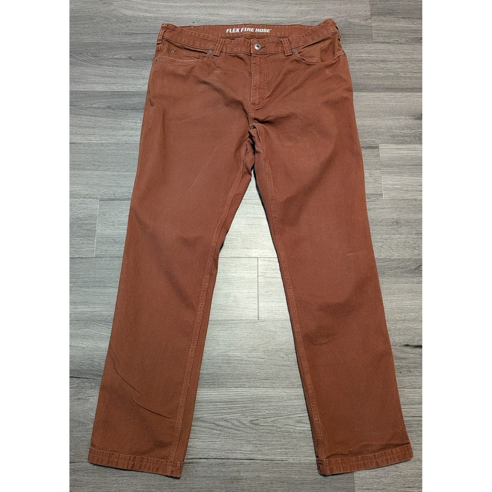 Duluth Trading Men's Brown Flex Fire Hose Slim Fit Workwear Pants Size 38x34